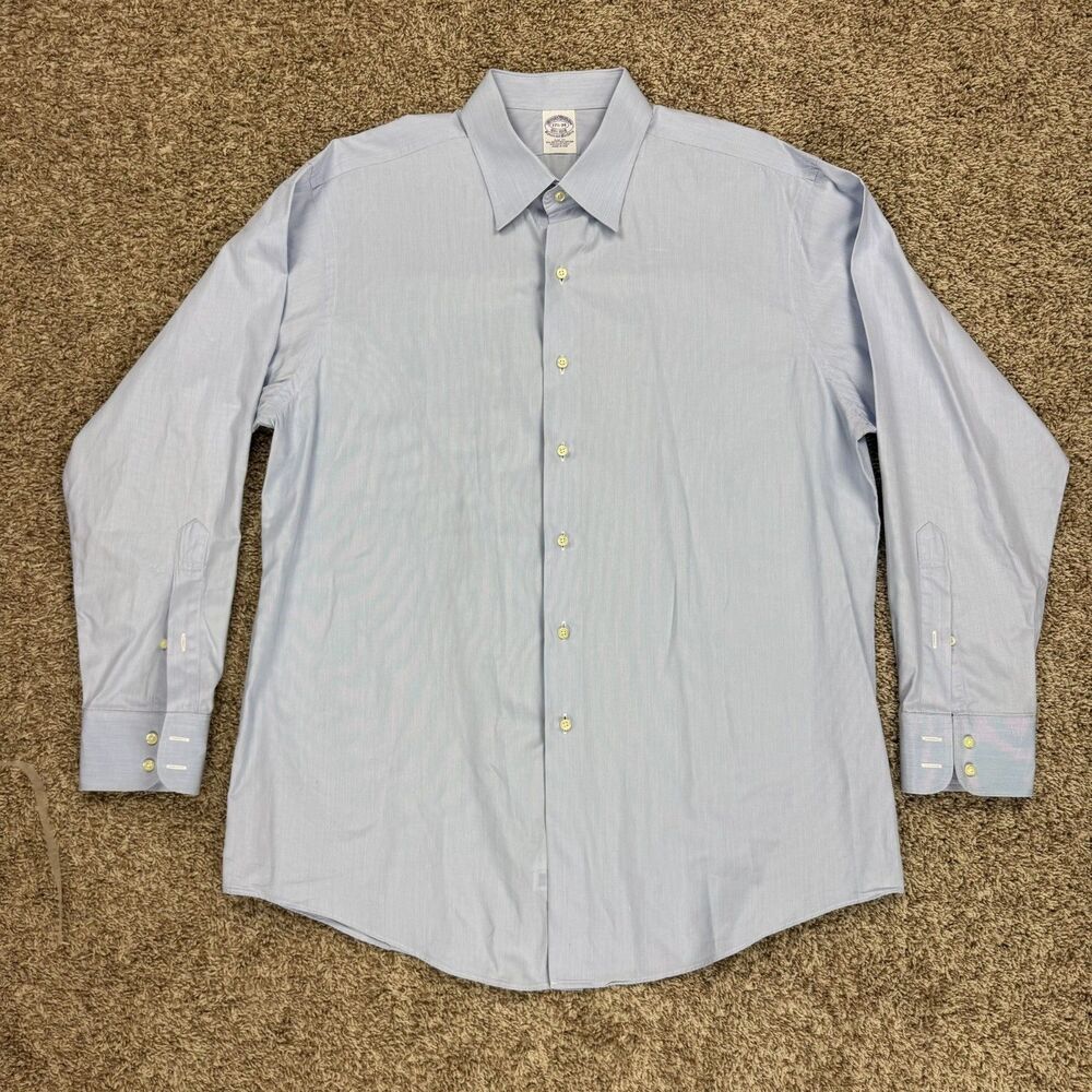 Brooks Brothers Slim Fit Dress Shirt Mens 17.5-34 Light Blue Egyptian Cotton USA